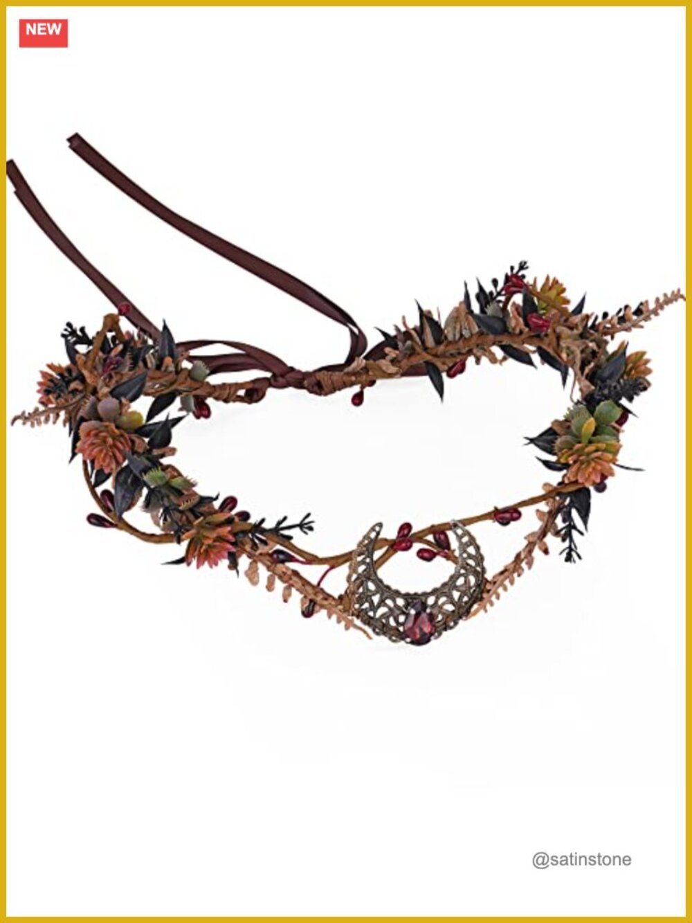 Floral Moon Flower Crown Headpiece Elf Circlet Renaissance Faire Cosplay